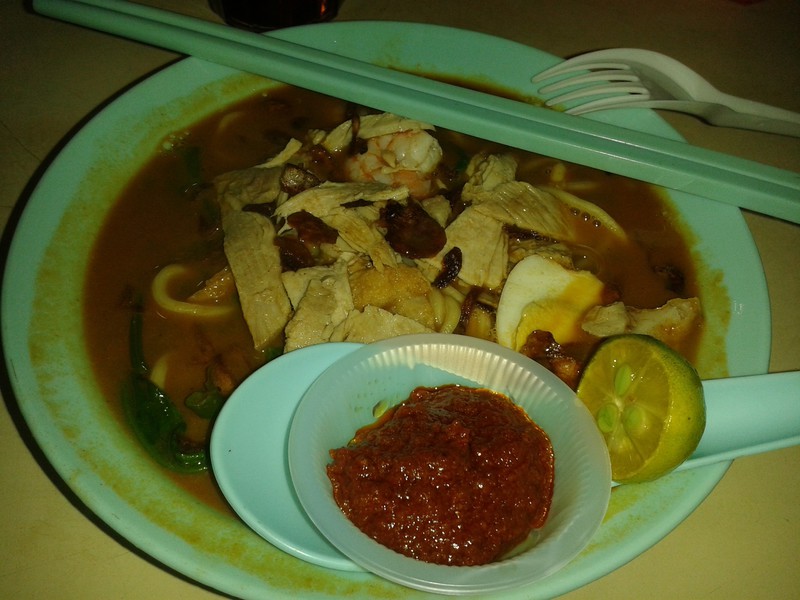 Penang noodles in soup with shrimp
