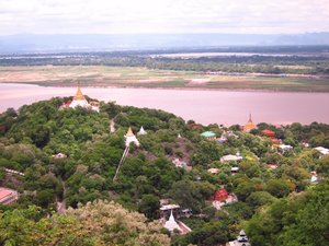 View from Irrawaddy River from Temple on Sagaing Hill