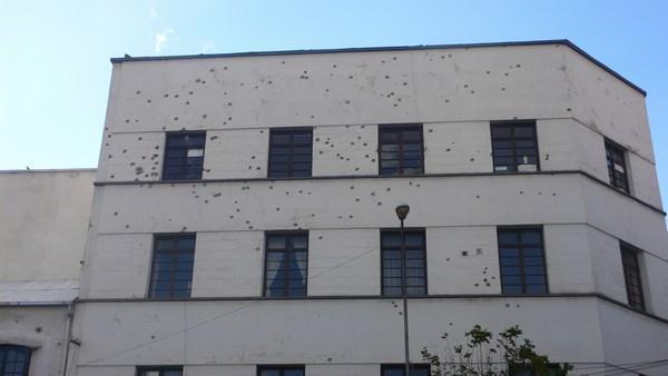 Bullet holes in La Paz main square