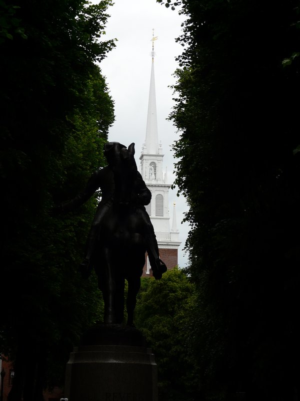 Revere Statue and Old North Church steeple