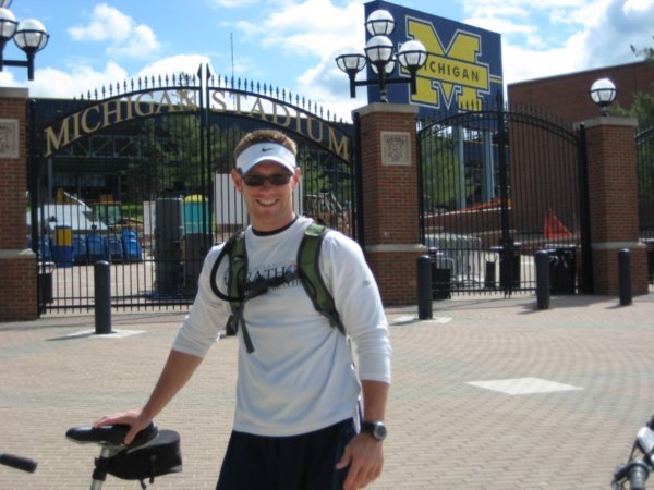 Rob in front of the stadium