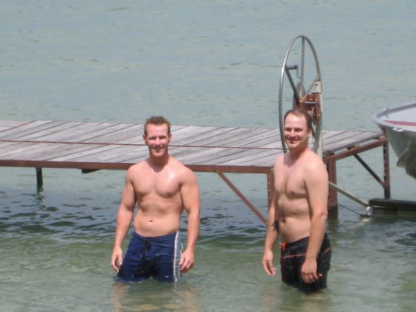 Rob and Ryan hanging out in the lake