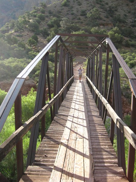 Rich on footbridge at Bright Angel Canyon
