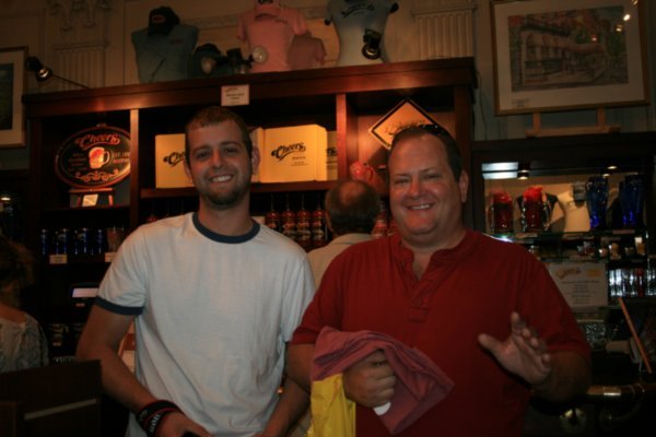 The boys in the gift shop at Cheers !