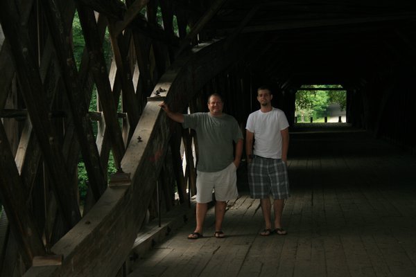 Tim and Jon inside Scott's Covered Bridge