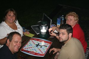 Playing Scrabble at the Bar Harbor KOA !