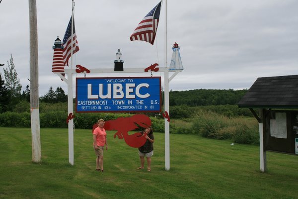 Me and Lynn at the Lubec town sign !