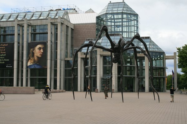 Artwork on display in downtown Ottawa that looks like a huge spider