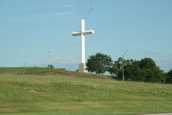A huge cross we passed by on the highway.