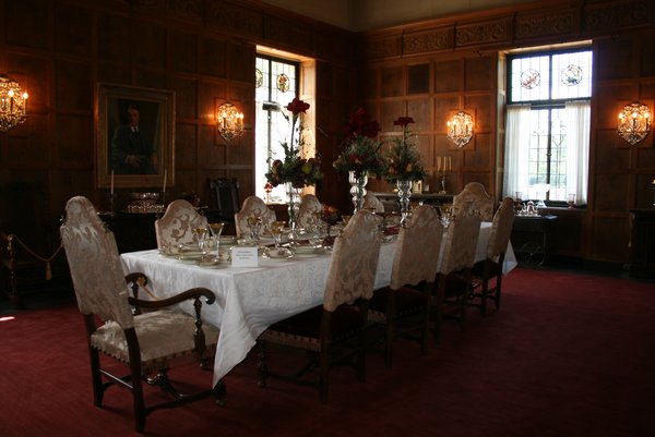 Dining room at the Marland Mansion