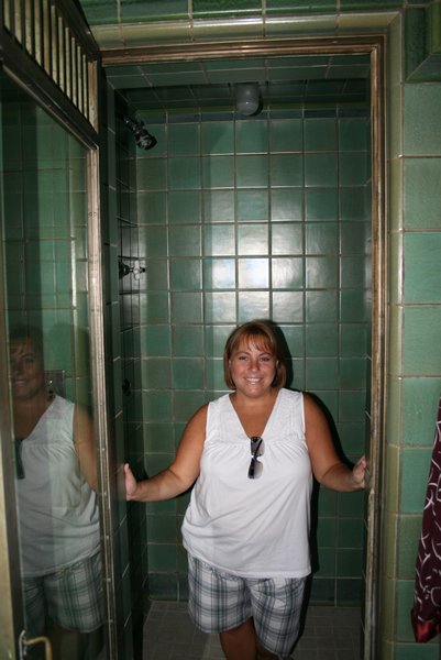Me in the shower at the Marland Estate Mansion