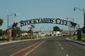 Entrance to Stockyards City where the cowboys buy, sale and trade cattle in Oklahoma City.