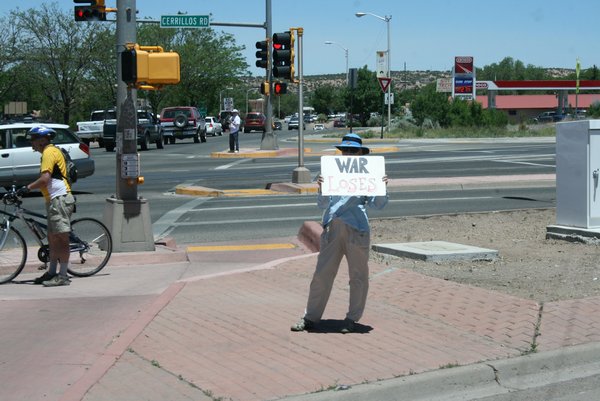 Protesters on the corner in Santa Fe, NM