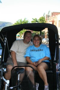 Me and Tim riding in the pedicab in Durango, CO