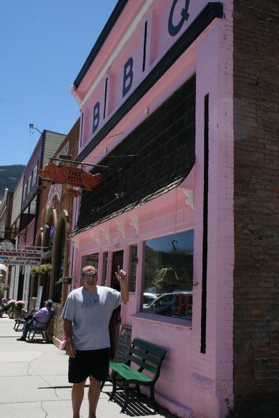 Outside Thee Pitts BQ restaurant in Silverton, CO. We ate lunch there today because it was featured on Diner's Drive-In's and Dives !