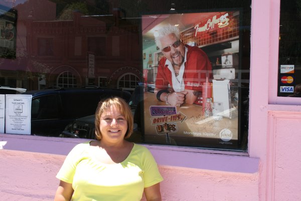 Standing out front of Thee Pitts BBQ restaurant in Silverton, CO. It was featured on Diner's, Drive-In's and Dives