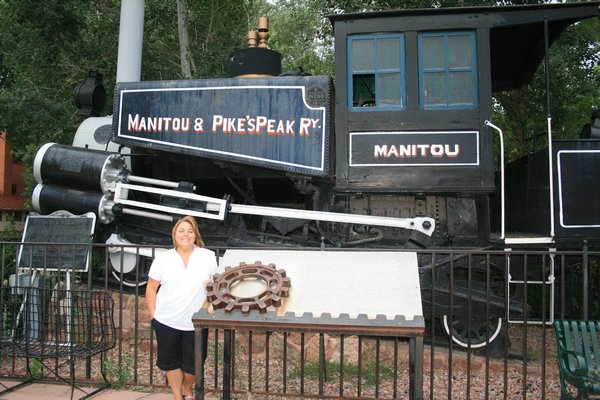Cute train engine in downtown Manitou Springs, Co