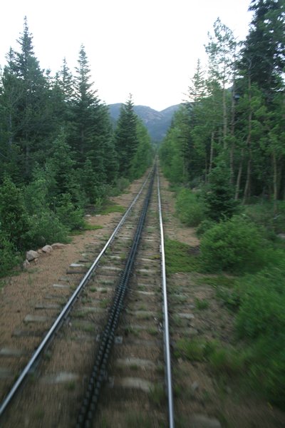 Headed up the mountain on the Pikes Peak Cog Railway 