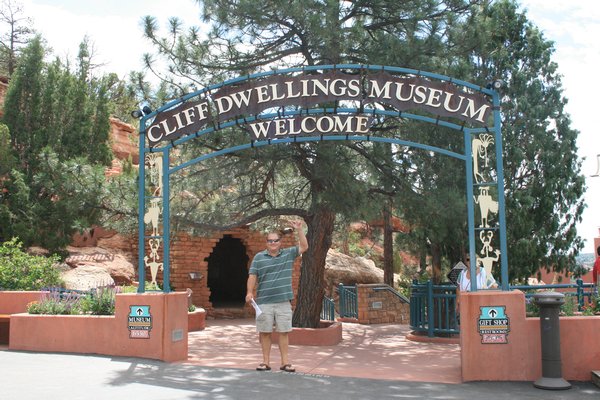 Entering the museum at the Manitou Cliff Dwellings