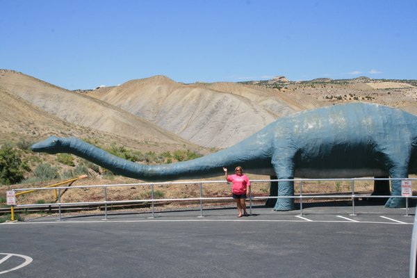 Me and the humongous dinosaur at Dinosaur National Monument !