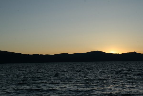 Beautiful sunset on Lake Tahoe from the top of our boat.