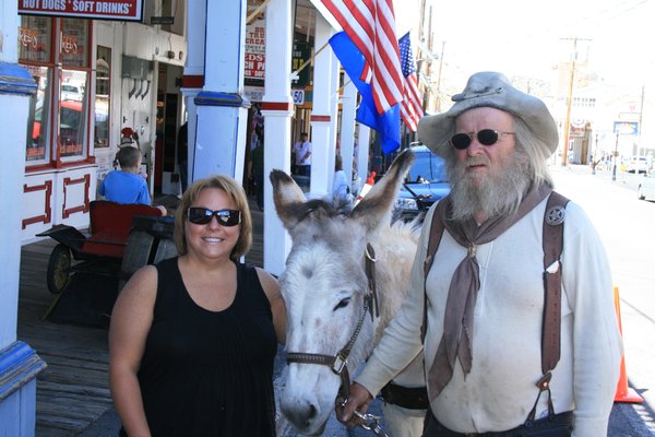Me and the old miner with his mule in Virginia City, NV