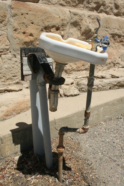 Old water fountain the prisoners used while out in the rec yard.