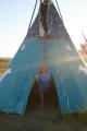 Messin' around in the tipi at Little Bighorn Battlefield