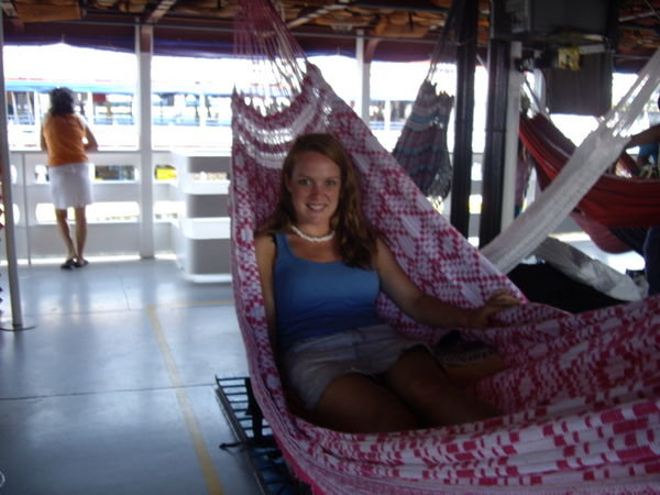 Me in my hammock on the first boat!