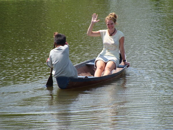 On canoe on lagoon!
