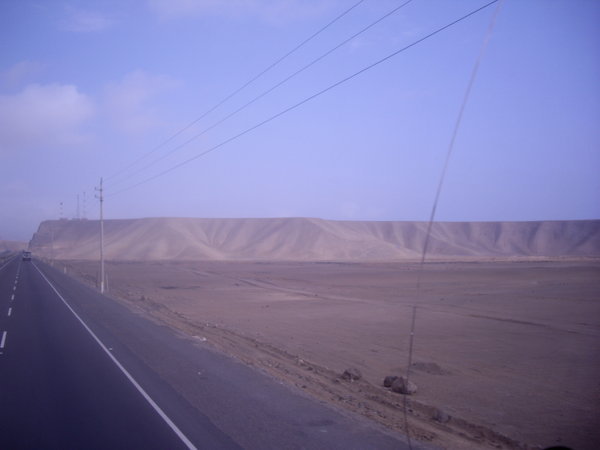 Panoramic view from bus of sand dunes!
