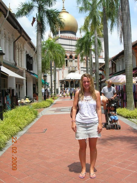 Me in front of mosque in Little India!