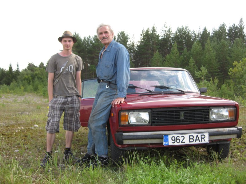 hitchhiking in a 1950s Lada