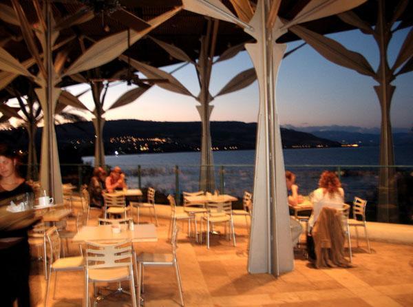 Beautiful cafe along the sea of Galilee