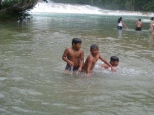 31. Mexican Children playing at Agua Azul Waterfalls