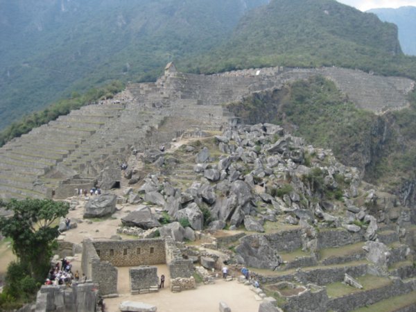 129. The rocks from which Machu Picchu was constructed...terraces & guardhouse in background