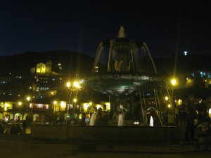 34. Plaza de Armas with San Blas Church in background, Cusco