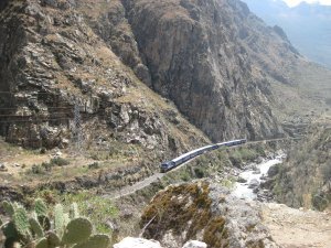 40. The train to Machu Picchu passes by at the start of the Inca trail