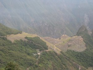 110. First glimpse of Machu Picchu from the Sun Gate, Day 4 of Inca Trail