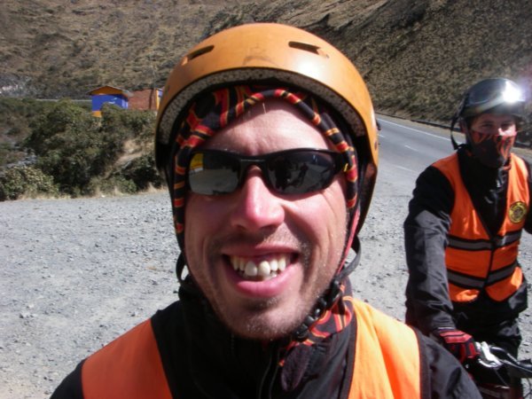 11. Posing for the camera after completing a section of the World's Most Dangerous Road