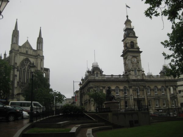 25. The Octagon, Dunedin (l to r, the Anglican cathdral, statue of Robbie Burns, Town hall)
