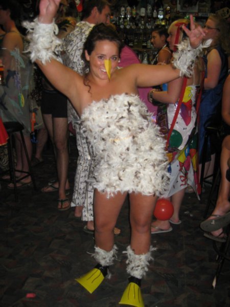 4. Jen dressed as a penguin at the fancy dress party, Lake Mahinapua