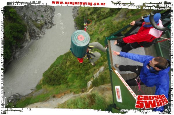 43. Doing the 'bin laden' jump on the Shotover canyon swing, Queenstown