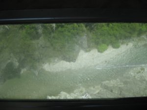 13. Looking down from the platform of the 134m Nevis bungy jump, Queenstown