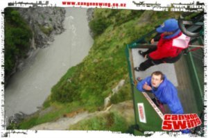 52. Doing the 'bin laden' jump on the Shotover canyon swing, Queenstown