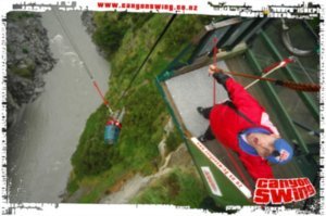 54. Being winched up to safety after my 'bin laden' jump, Shotover canyon swing, Queenstown