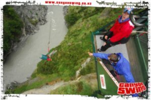 46. Doing the 'bin laden' jump on the Shotover canyon swing, Queenstown