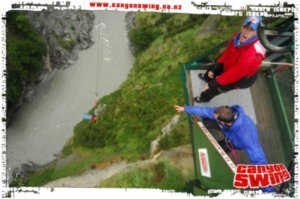 47. Doing the 'bin laden' jump on the Shotover canyon swing, Queenstown