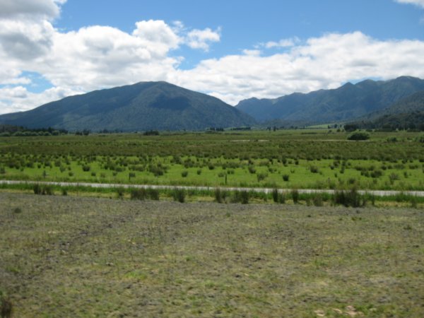 22. Lush plains on the western side of the Southern Alps from the Tranzalpine