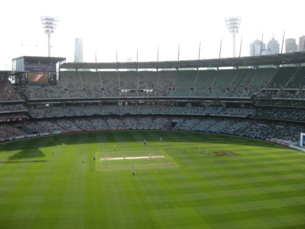 28. Action from the  final session of the Boxing Day Test at the MCG